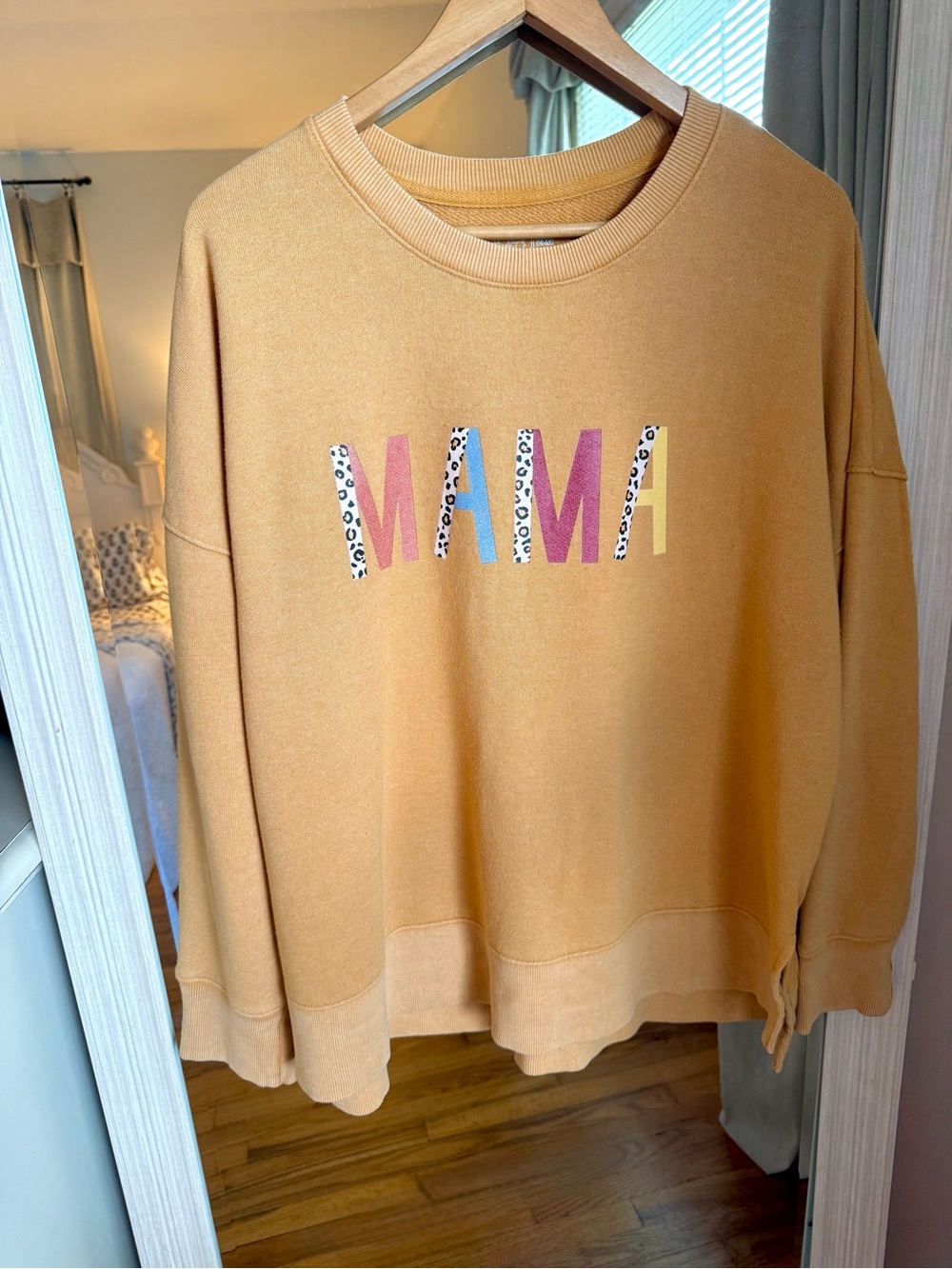 Custom Etsy MAMA Colorful Leopard Print Mustard Time and Tru Sweatshirt